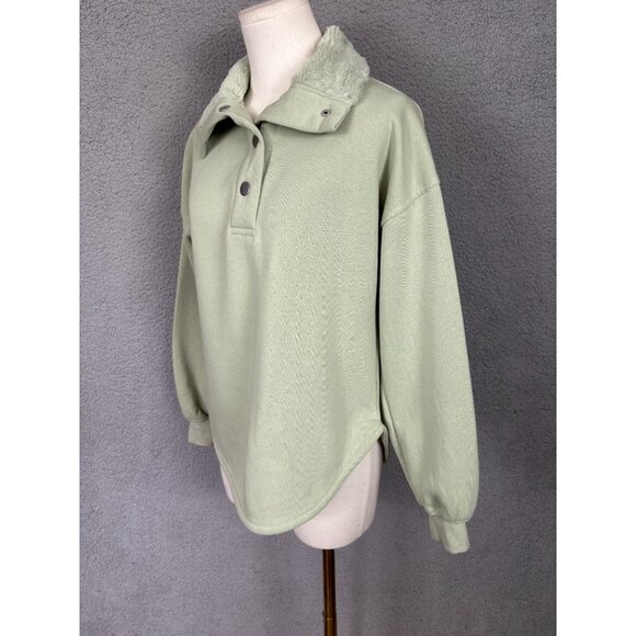 Planet Heart Juniors' Snap Button Faux Fur Fleece Collar Pullover Green XS NWT's - Picture 4 of 8